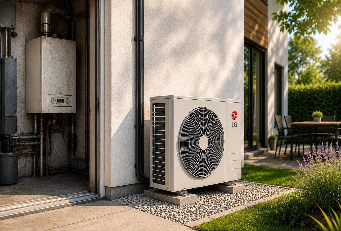 Pompe à chaleur LG installée en remplacement d'une chaudière