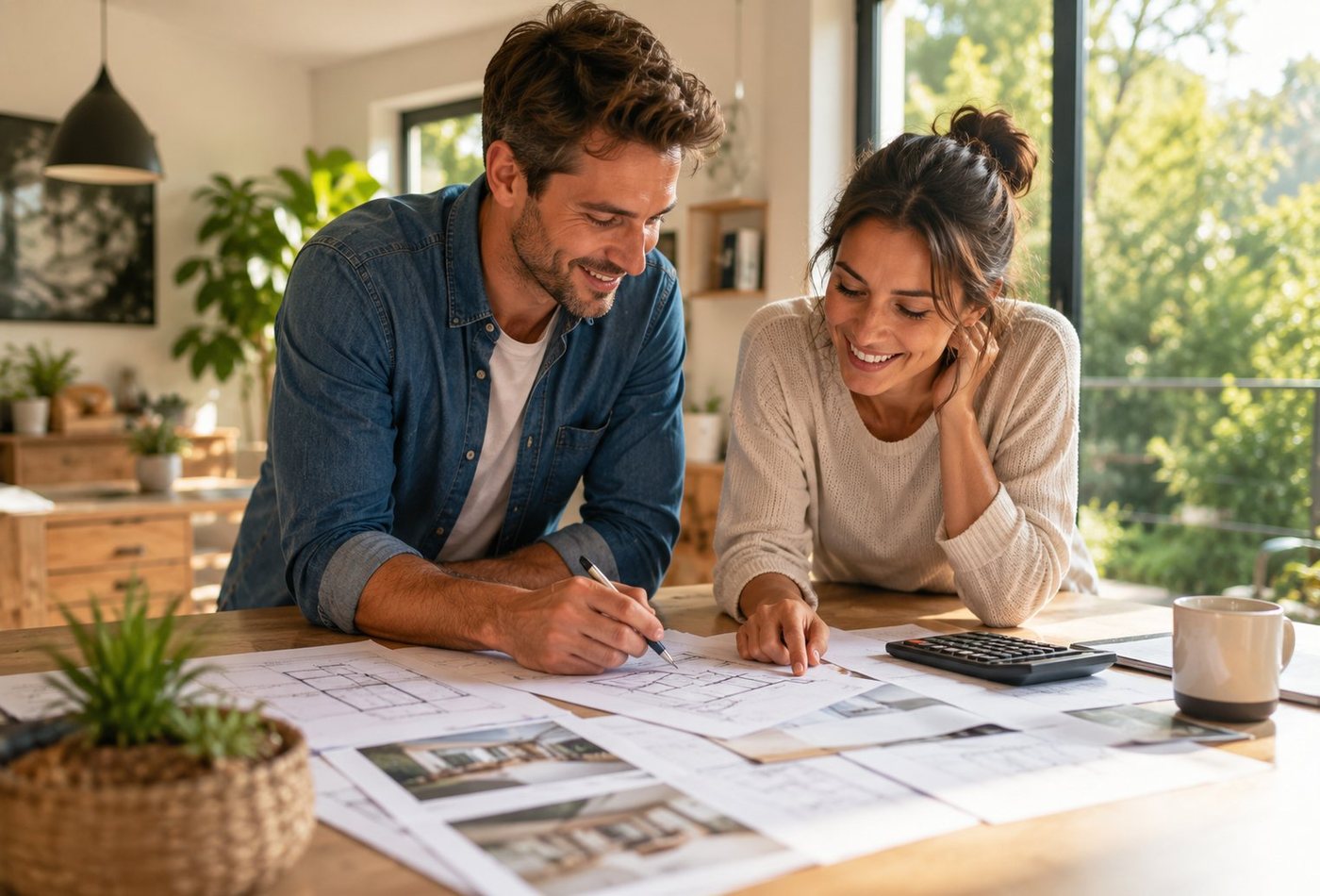 Propriétaires préparant leur projet de rénovation énergétique
